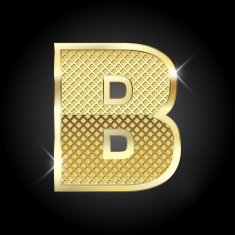 Vector metal gold letter B