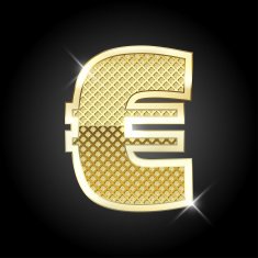 Vector metal gold letter Euro sign