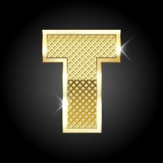 Vector metal gold letter T