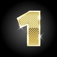 Vector metal gold letter of number one 1