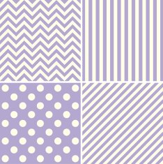set of four flower with dot pattern background