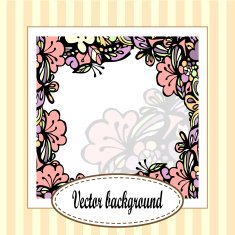 Beautiful floral frame with stripes