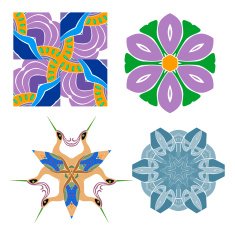 set of abstract flower feminine pattern textiles N2