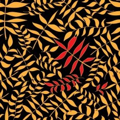 Seamless pattern with leaves on a black background Vector illustration