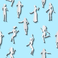 Seamless pattern with female silhouettes N2
