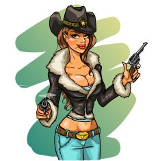 Sexy Cowgirl With Smoking Gun N3