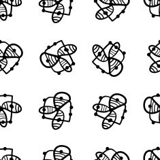 Seamless black and white pattern with abstract decorative elemen N2