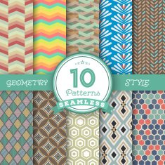 Set of 10 Vector Seamless Geometric Lines Pattern Backgrounds fo