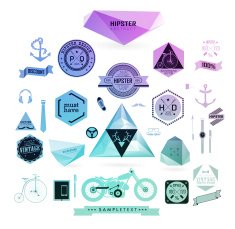 Hipster style elements icons and labels N23