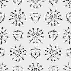 Geometric pattern with triangle and ethnic floral circles