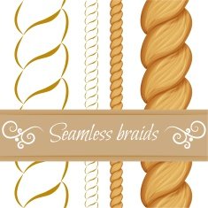 Hair braided isolated on white Seamless twist braids with outline