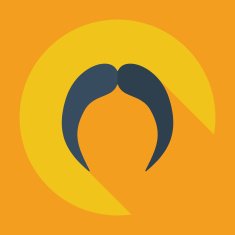 Flat modern design with shadow icon mustache N5