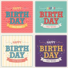 Vintage card - Happy birthday set