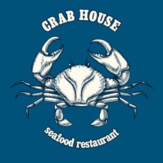 Seafood restaurant logo template with crab