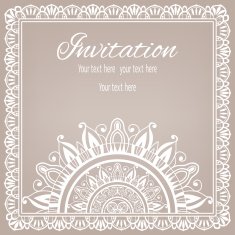 Lace Invitation Card floral and geometric background N3