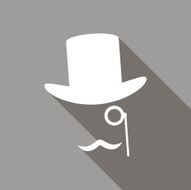 Bowler hat and moustache with a long shadow N2