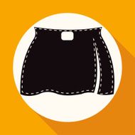 skirt icon on white circle with a long shadow N2