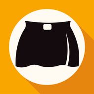 skirt icon on white circle with a long shadow N3
