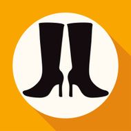 Women Boots Icon on white circle with a long shadow