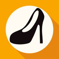 Women Boots Icon on white circle with a long shadow N2