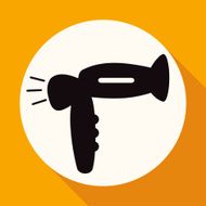 Hair Dryer on white circle with a long shadow