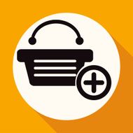 Shopping bags on white circle with a long shadow