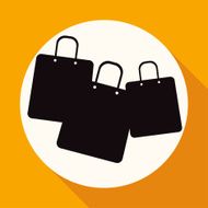 Shopping bags on white circle with a long shadow N3