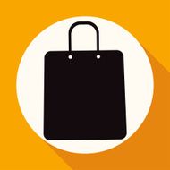 Shopping bags on white circle with a long shadow N5