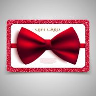 Gift card with red bow and glitter