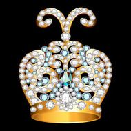 crown of gold and precious stones on black