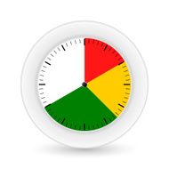 Clock on a white background with bright sectors Vector