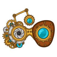Steampunk glasses collage of metal gears in doodle style N2