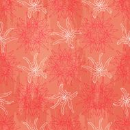 Seamless pattern with floral motifs and grange texture