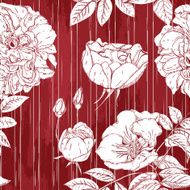 Seamless pattern with beautiful flowers and grange texture