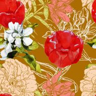 Seamless pattern with watercolor flowers N5