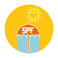 Umbrella bright sun sunscreen SPF Yellow Green Blue Orange Vector