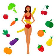The slender dark-skinned and Slimming girl Diet Healthy life