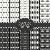 Set of geometric abstract seamless polygon pattern Optical illusion effect