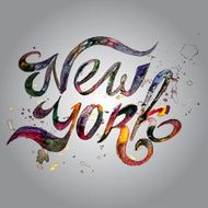 Conceptual handwritten phrase New York City on a white background N3