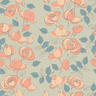 vintage roses seamless pattern vector illustration N5
