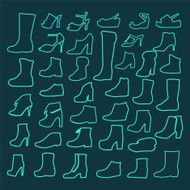 Vector Set of Fashion shoes outline icons