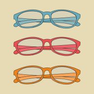 Hipster eyeglasses with retro color