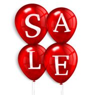 Red flying party balloons with text SALE N2