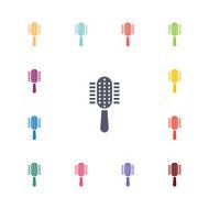 comb flat icons set