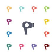 hairdryer flat icons set