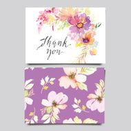 Decorative card Flowers painted in watercolor Hand lettering