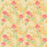 Elegant seamless pattern with pink yellow and white flowers vector