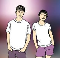 Young adult man and woman white shirt