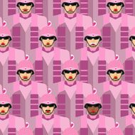 Pink Army seamless pattern Vector Background of pink military