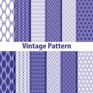 Set of nine seamless pattern in retro style N4